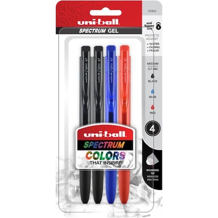 Uni-Ball 0.7 mm Spectrum Gel Pen, Assorted, 4PK UBC70302